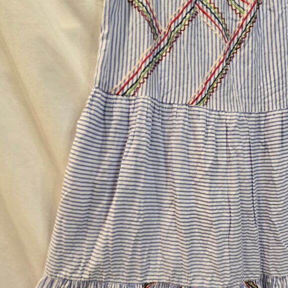 Tintoretto Skirt Blue & White Strips Colorful Embroidered Size 42/10 US - Picture 8 of 8